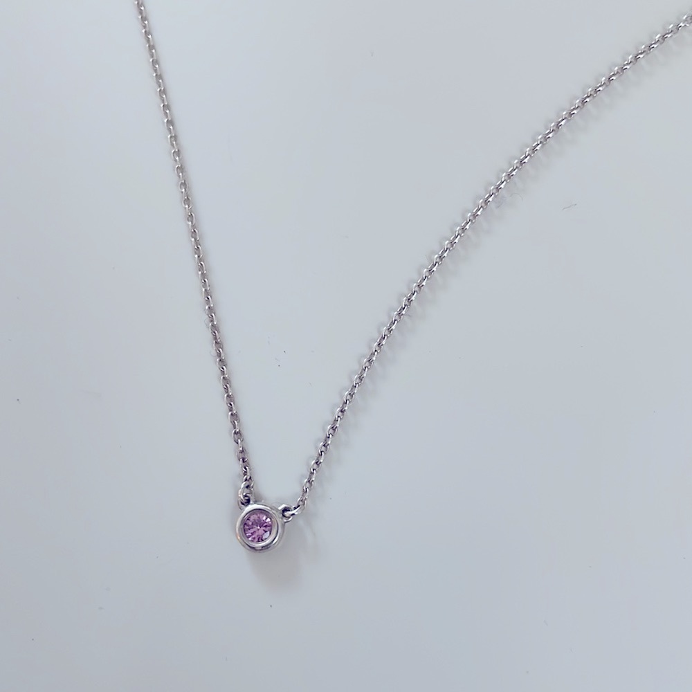 Tiffany & Co Pink Elsa Peretti Sapphire silver 16 in Color by the Yard necklace.